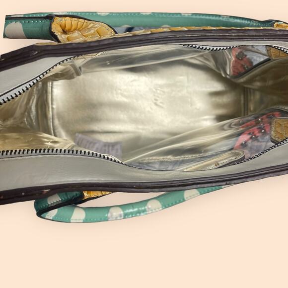 Nicole Lee Sweet Cupcake Tote Removable Interior Bag Coral Green Dogs Puppies - Picture 7 of 16